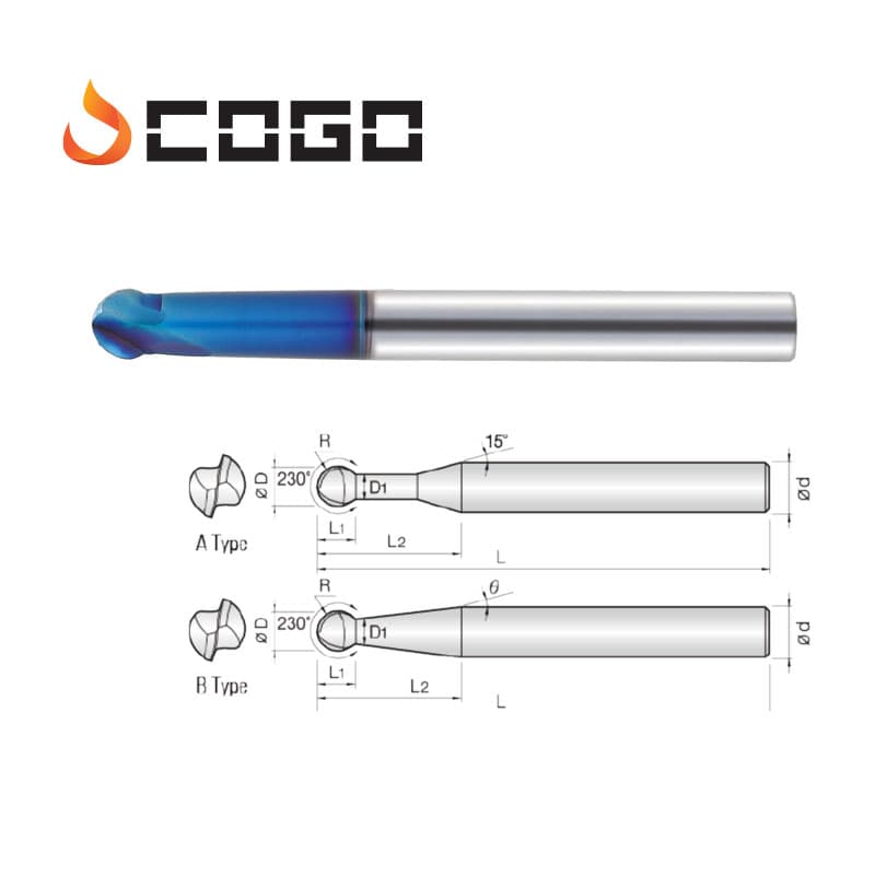 3D 230° Endmills for 3D Cut 230°