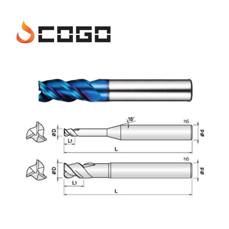 45° 45° Helix Endmills for Heavy cuts