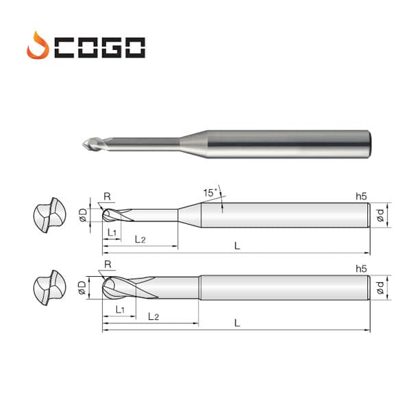 45° 45° Helix Ball End Mills