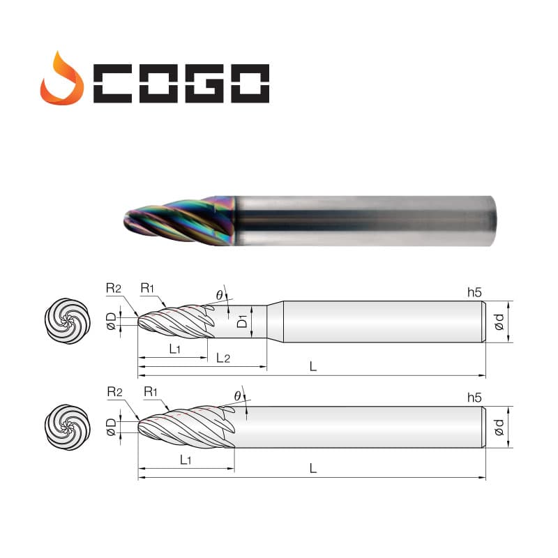 5 5 Axies Taper Double Ball End Mills