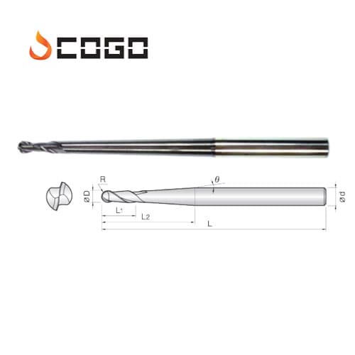 Taper neck ball endmill
