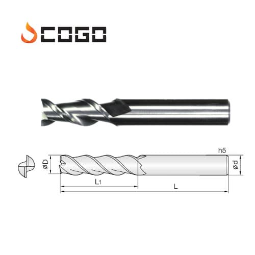 45° 45° Helix endmill for Aluminum