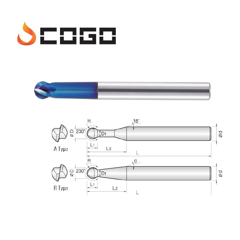 3D 230° Endmills for 3D Cut 230°