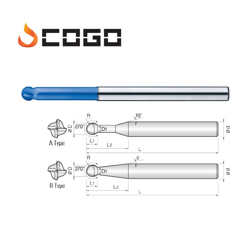 3D 230° Endmills for 3D Cut 230°